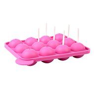 Ckeyin 12-Cavity Silicone Mold Ball Shaped Lollipop Cupcake Baking Mold with 20Pcs Sticks N7