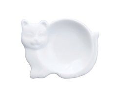 Harold Import Company Cat-Shaped Tea Bag Holder and Resting Caddy, 3.75", Fine White Porcelain N2