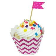 AllyDrew Standard Size Chevron Cupcake Wrappers (Set of 20), Orange N22