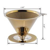 Superjare 1-4 Cups Reusable Stainless Steel Coffee Dripper Golden 30107C