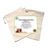 Cold Brew Coffee Maker Filter Premium Organic Cotton Nut Milk Bag Reusable 9.5" x 6" - 2 Pack N2