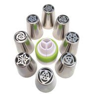 Luxebake Russian Piping Tips,15 piece set, - includes 8 Stainless Steel nozzles, 1 reusable and 5 disposable pastry... N7