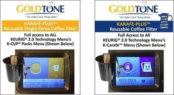 GoldTone Karafe-Plus Reusable Coffee Filter, Fits Keurig 2.0 Brewers Kit: 1 Simple Scoop &amp; 2 FWA 200 Water Filters N5