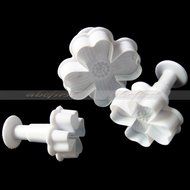 Generic 3Pcs/Set 4 Petals Heart Shape Flower Cutter Fondant Cake Sugarcraft Decorating Plunger Tools (White) N6