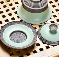 Chinese Porcelain Celadon Ru Kiln Tea Cup Green Color Gaiwan Lidded Bowl (1) N4