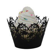DZT1968 50pc Christmas Lace Laser Cut Cupcake Wrapper Liner Baking Cup Muffin (Purple) N4