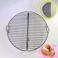 Sher Foldable Round Cake Cooling Rack for Cake Bread Cupcake Baking Tool Nonstick Coated Carbon Steel Black Color N5