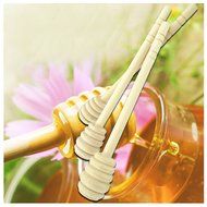 Mmei 50 pcs 6 Inch Portable Wood Honey Dipper Honey Stick for Honey Jam Jar Dispense N3