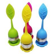 Qwessi 4-Pack Silicone Tea Infuser Handle Stainless Steel Strainer filter Infuser with Drip Tray for Loose Leaf... N9