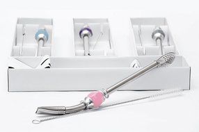 PremiumDesign Bombilla Straws, Great for Yerba Mate, Loose Tea, Ground Coffee. 21cm Long, Silver (Sky Blue) N6