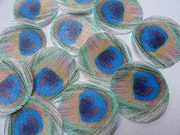 24 Green Feathered Edible Peacock Feathers SMALL Set - Cake and Cupcake Toppers, Decorations for Weddings Birthdays... N4