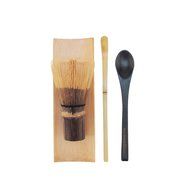 BambooMN Brand - 1 Set - Golden Chasen (Tea Whisk) + Chashaku (Hooked Bamboo Scoop) for preparing Matcha + Tea... N7