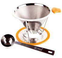 Clever Coffee Dripper Maker for Pots & Chemex Carafes-Permanent Stainless Steel Cone Filter Plus Scoop by AK PRO-Reusable... N7