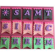 FLY Banner With Alphabet Silicone Fondant Cake Mold For Cake Decorating,Pink N5