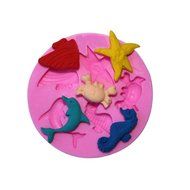 Mini Silicone Beach Ocean Sea Shell Starfish Seahorse Crab Dolphin Shape Fondant Cake Mold Cupcake Decorations N2
