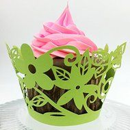 CozyT 50 PACK Flowers Cupcake Wrappers Artistic Bake Cake Paper Cups Vine Lace Laser Cut Liner Baking Cup Muffin... N13