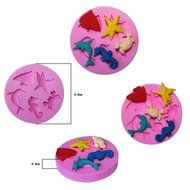 Mini Silicone Beach Ocean Sea Shell Starfish Seahorse Crab Dolphin Shape Fondant Cake Mold Cupcake Decorations N4