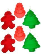 Ganz 6pc Christmas Silicone Cake Mold Set Snowman/Gingerbread Man/Christmas Tree