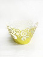 HUAL Cupcake Wrappers 50 Filigree Artistic Bake Cake Mirror Paper Cups Wave Lace Laser Cut Liner Baking Cup Muffin... N10