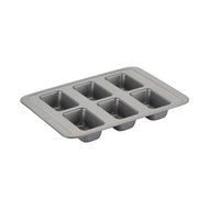 Solid Carbon Steel 6-Cup Mini Loaf Pan, Nonstick, Rectangle Shape, Gray N3