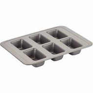Solid Carbon Steel 6-Cup Mini Loaf Pan, Nonstick, Rectangle Shape, Gray N4