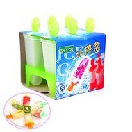Sher 6 Cell DIY Frozen Ice Cream Pop Mold Popsicle Maker Lolly Mould Tray Pan Kitchen Tools(Random Color N3