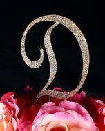 Unik Occasions Sparkling Collection Crystal Rhinestone Monogram Cake Topper - Letter D, Large, Gold