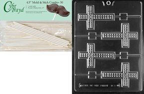Cybrtrayd R061 Cross Lolly Chocolate Candy Mold with Exclusive Cybrtrayd Copyrighted Chocolate Molding Instructions... N10
