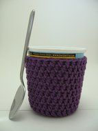 Handmade Crochet Ice Cream Pint Cozy in Purple N2