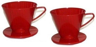 Plastic Filter Cone #2 Medium Coffee Maker 1 Black and 1 Red (2 Pack)