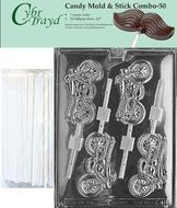 Cybrtrayd 45St50-K041 Motorcycle Lolly Chocolate Candy Mold with 50 Cybrtrayd 4.5" Lollipop Sticks