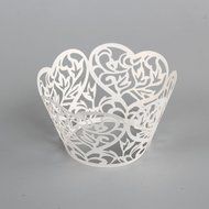 60 Pcs Laser Cut White Pearly Paper Garden Cupcake Wrappers Wraps Cases Wedding Birthday Party Decorations N4