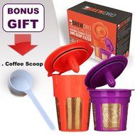 24K Gold Reusable K Cup and K Carafe Coffee Filter Pod by Breworo - Accessories for Keurig 2.0 K250, K300, K400... N3