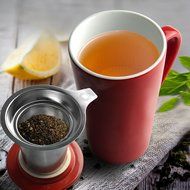 Asobu TEA TIME MUG SET a large 15 ounce loose leaf tea stainless steel infuser and porcelain mug with saucer (...