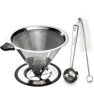 Stainless Steel Pour Over Coffee Cone Dripper With Cup Stand- Perfect for Manual Brewing - Ultra Fine Micro Mesh... N5