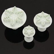 3pcs Snowflake Plunger Cutter Mold Sugarcraft Fondant Cake Decorating DIY Tool N4