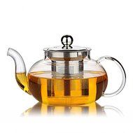 Hiware Good Glass Teapot with Stainless Steel Infuser &amp; Lid, Borosilicate Glass Tea Pots Stovetop Safe, 27 Ounce...