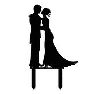 Ecape Acrylic Cake Topper of Engagement and Wedding with Groom Holding Bride Black Pack of 1 N31