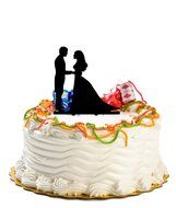 Ecape Acrylic Cake Topper of Engagement and Wedding with Groom Holding Bride Black Pack of 1 N33