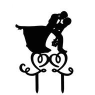 Ecape Acrylic Cake Topper of Engagement and Wedding with Groom Holding Bride Black Pack of 1 N36