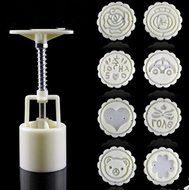 Round Shape Moon Cake Pastry Mold Hand Pressure 50g One Barrel 8 Flower piece baking mold for Mid-Autumn N2