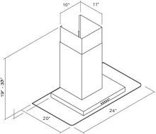 Range Hood Stainless Steel Glass 24" KA-107 NT AIR. Made in Italy.