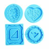 Yunko Set of 4 Heart Round Mirror Frames Mini Silicone Sugarcraft Mold Cupcake Decoration,Candy Fondant Chocolate... N3