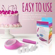 Happy To Go Cake Decorating Kit - Set of 2 Accesories with 6 Icing Tips for Baking Supplies N4