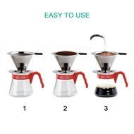 Pour Over Coffee Dripper 2-3 Cups, Food Grade Stainless Steel Permanent Coffee Filters Paperless Double Mesh Filter... N3