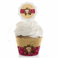 Little Cowboy - Western Cupcake Wrapper &amp; Pick Party Kit - Set of 24