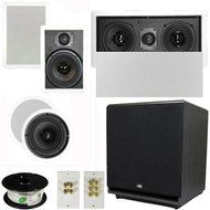 Theater Solutions 5.1 Home Theater 6.5" Speaker Set with Center, 15" Powered Sub and More TS65CWL51SET9