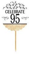 95th Birthday / Anniversary Novelty Burlap Cupcake Decoration Picks -12pack