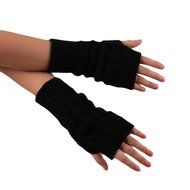Knitted Fringe Warm Gloves,Morecome Women Girl Diamond knitted gloves (Black) N7