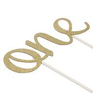 1st First Birthday One Cake Topper Decoration Single Sided Gold Glitter